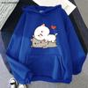 Peach Cat Print Hoodie Kawaii Cartoon Goma Mochi Sweatshirt Women's Clothing Femme Korean Style Streetwear Men Hoody