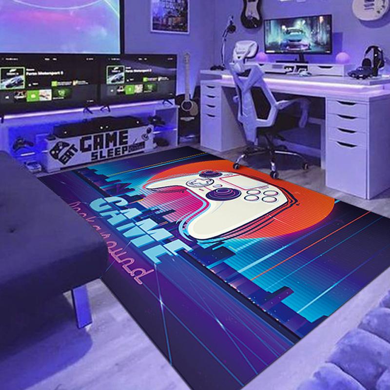 3D Gaming Rug Large Area Carpet for E-sports Room Boys Bedroom Decor Cartoon Gamepad Design Soft Floor Mat