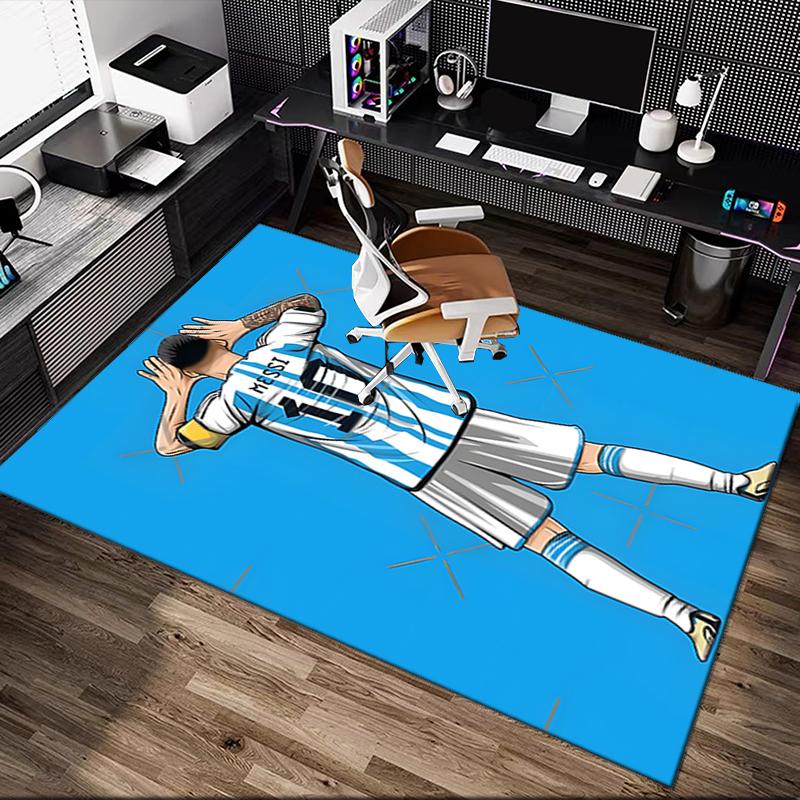 1pc Area Rug Appropriate for Office, Football Star Messi Carpet, Versatile Printed Chair Rug, Durable Home Sofa Carpet