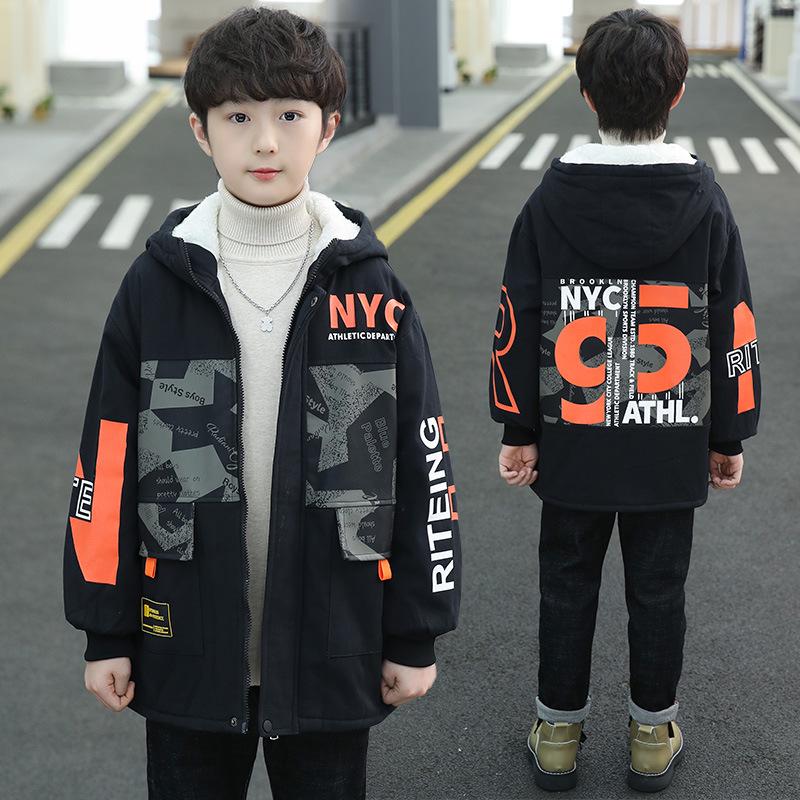 

Boys Fleece-Lined Windbreaker Parka - Thick Winter Coat for Kids 170 (Height 158cm)