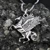 Punk Vintage Pegasus Unicorn Pendant Necklace For Men 316L Stainless Steel Greek Mythology Pegasus Wings Necklaces Jewelry Gifts