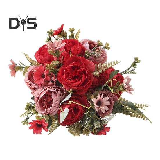 

Букеты из искусственных цветов, искусственные ромашки, пионы, букеты, искусственные цветы, центральные украшения для стола, цветочные композиции для дома, свадебные украшения для отеля красный