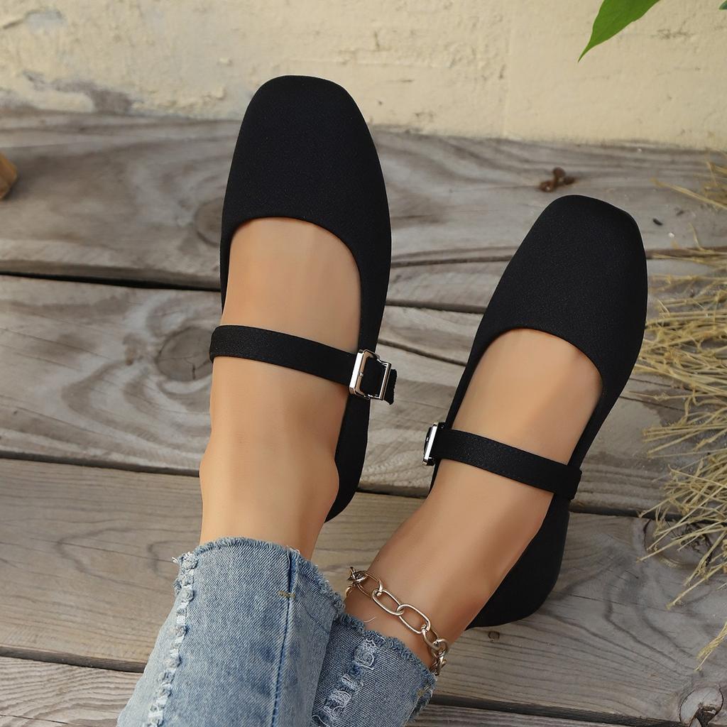 Retro New Single Shoes 2026 Fall Versatile One Buckle Round Toe Flat Mary Suede Shoes for Women