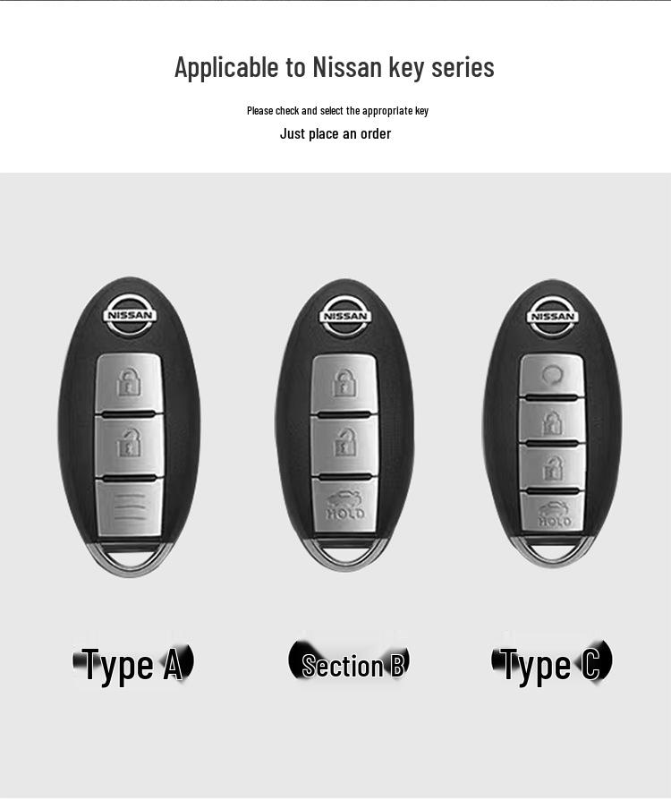 Nissan Key Cover: Full Wrap Suede Shell for Qashqai, Teana, X-Trail, Tiida, Loulan, Tuoda.