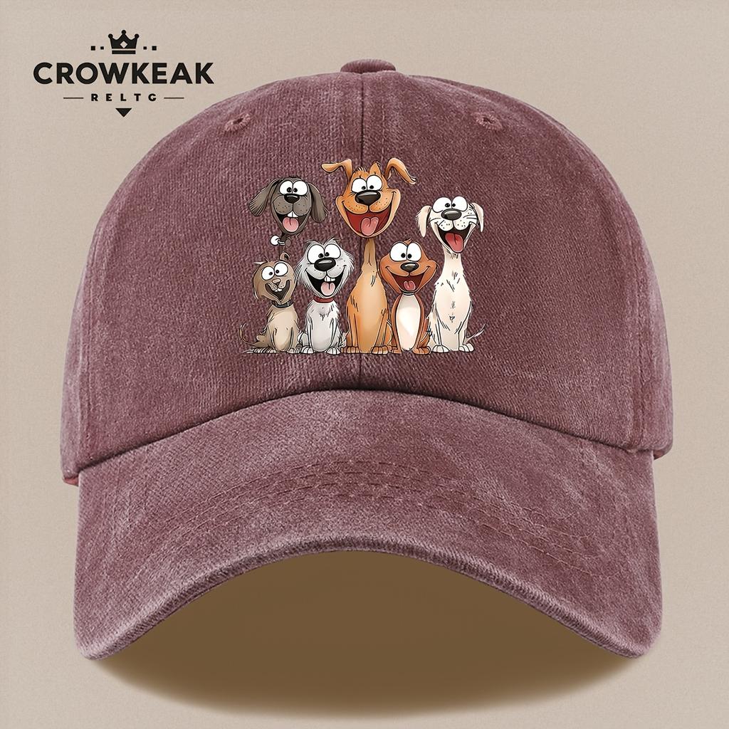 pc Cheerful Cartoon Dog Family Design Printed Casual Baseball Cap Lightweight Comfortable And Breathable Adjustable Size fo