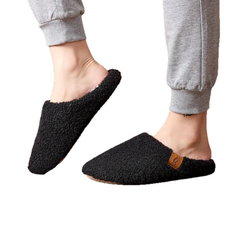 Hot-selling indoor soft-soled fluffy slippers winter home use piled warm couple cotton slippers non-slip cotton shoes