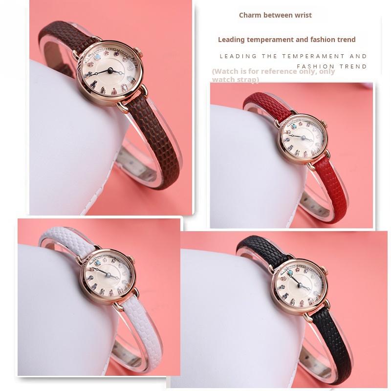 Cinturino Orologio Sottile Vera Pelle Stampa Coccodrillo Donna Morbido Pelle di Mucca Cinturino Orologio rosso bianco piccolo Cinturino da Donna 6mm 8mm 10mm 12mm 14mm 16mm