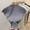 Women's Summer 2026 Elegant Short Sleeve Solid Color High Collar Slim Fit Knit Top