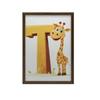 Poster Lächelnde Giraffe mit dem Buchstaben T Poster Lächelnde Giraffe mit dem Buchstaben T, 30X40 cm, Holzrahmen Dunkelbraun, Mattpapier 230 g/m²