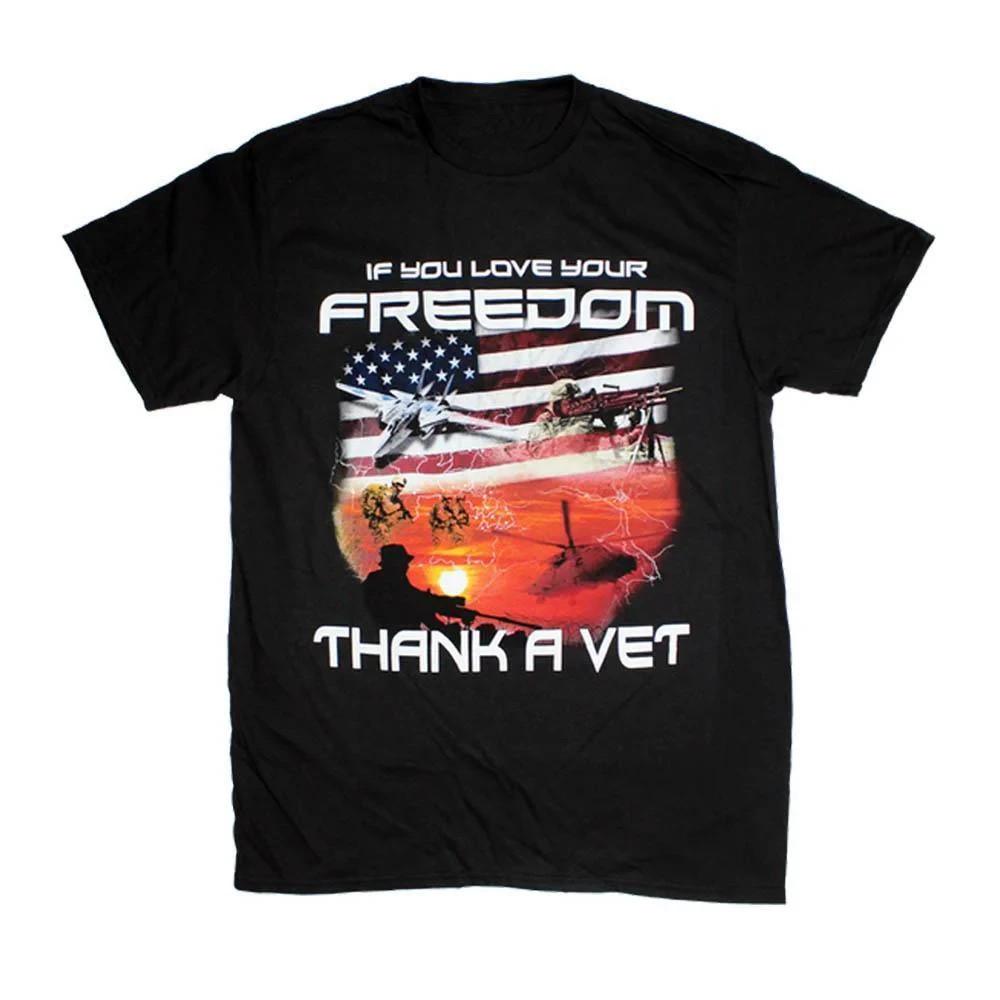Thank A Vet American Flag Veteran Patriotic Double Sided Graphic Tee XXXXL