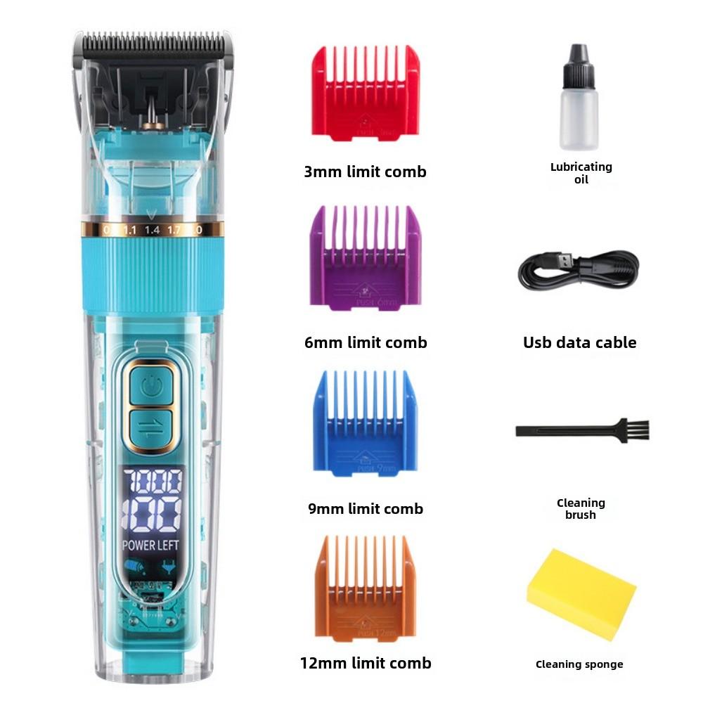 Digital Display Haircut Electric Push and Cut Hair Artifact Oil Head Fader Charging Haircut Push and Cut