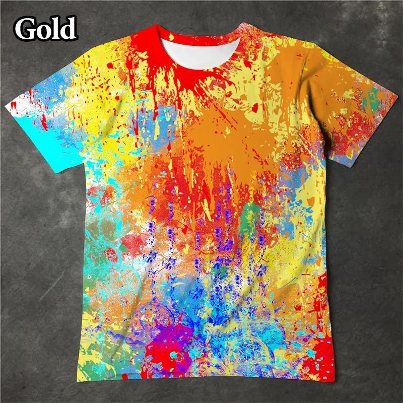 Interesting T-shirts, 3D Splashed Ink Print for Men and Women, Personalized Short Sleeved Tops