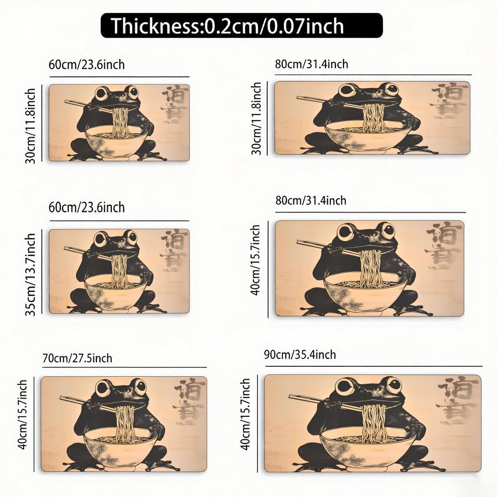 Ink Painting of A Frog Eating Ramen Design Magic Party Game Mat Durable Rubber for TCG Games 35X60cm Mouse Pad Office Desk Mats