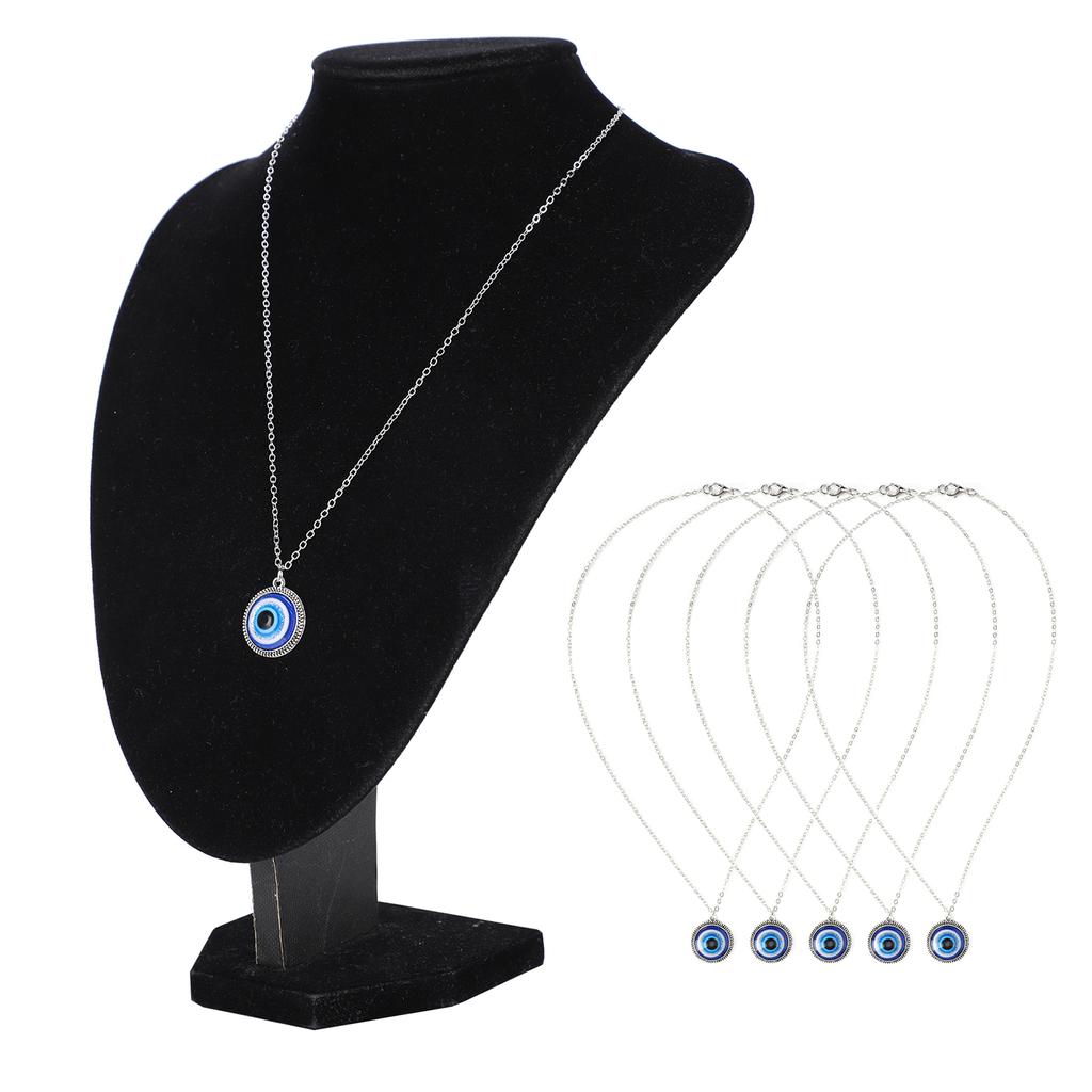 5 Stück Türkisches Blaues Auge Halskette Schutz Glücksbringer Anhänger Schmuckzubehör Geschenke Handwerk