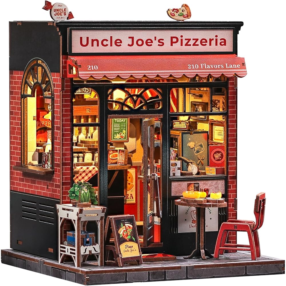 CuteBee Book Nook Dollhouse Kit 3D Miniature Wood Craft with LED Decoration DIY for Teens and Adults