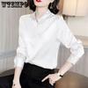 Spring and Autumn Women's Shirt Satin Long-sleeved Women's Shirt Design Sense of The Minority Light Cooked Retro Chiffon Long-sleeved Shirt
