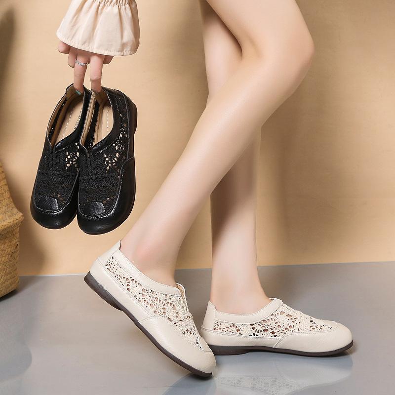 2024 Sommer neue Mori Damen literarische Baotou Fischer Schuhe Retro weiche Sohle Einzelne Schuhe Mesh ausgehöhlt Ein Pedal Doudou