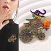 Luxury Big Heavy Flower  Skull Brooch Jewelry Retro Ghost Witch Badge Pin For Coat Bag Decor Accessory Halloween Gift