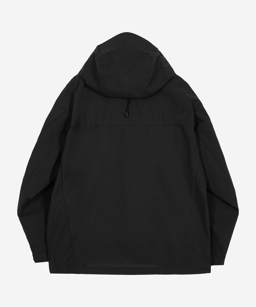 Kalapatthar 3Layer Offset Zip Pocket Hooded Jacket - Black