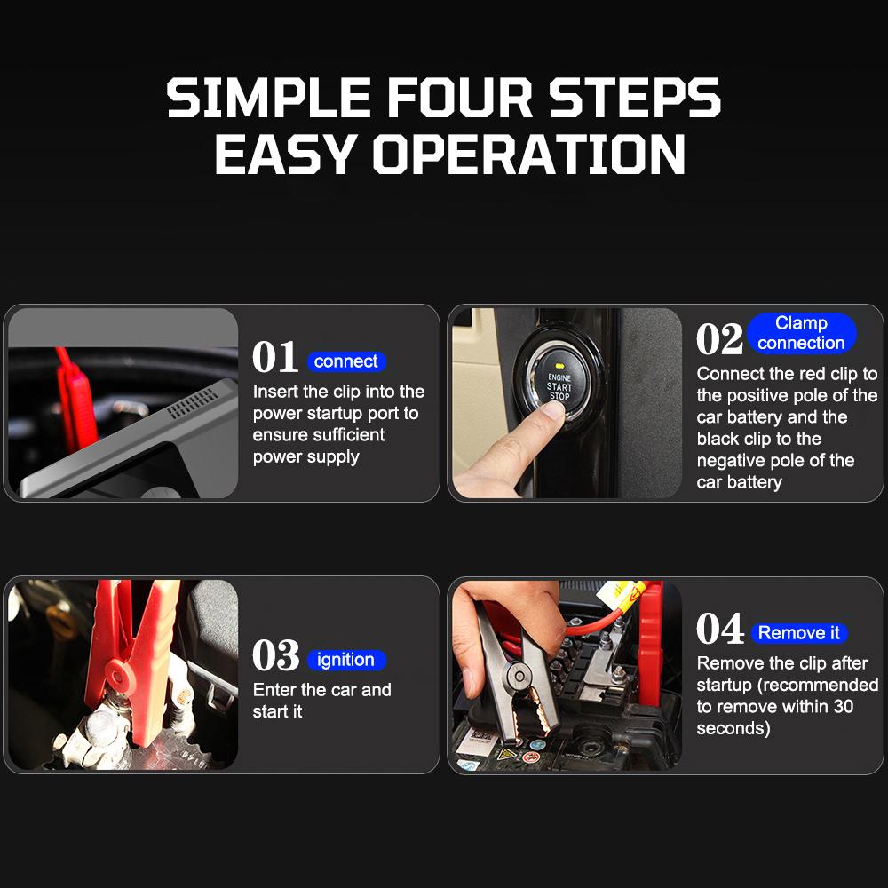 Power Bank with LED Light Jump Starter Tire Accessories 2000A Peaks with Air Compressor Automobile Battery Booster Power Pack