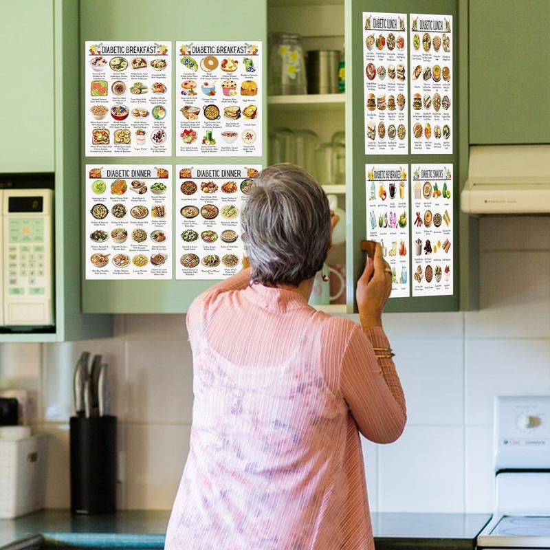 12pcs Low Sugar Food Chart Low Carb Diet Nutrition List Food Information Guide Poster for Dad mother Grandpa Grandma Elderly