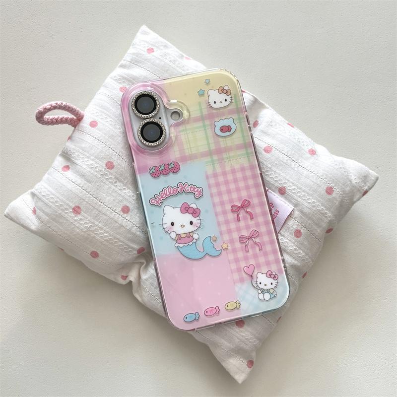 

Kawaii Hellokitty Cute Bowkont Phone Case For iPhone 16 Pro 15 14 Pro Max 15Pro Cover with Hand Chain Lovely Protective Cases For iPhone 16ProMax