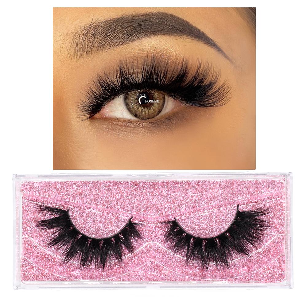 FOXESJI 3D Mink False Eyelashes Fluffy High Volume Eye Lashes Natural Wispy Full Strip Mink Eyelash Extension Bulk Lash Makeup