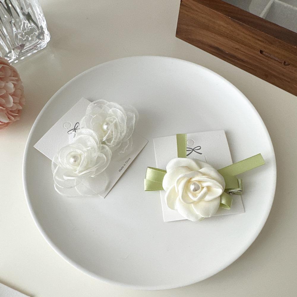 Beautiful Camellia Flower Hair Clips Elegant Cloth Art Flower Metal Alligator Clip Woman's Hair Accessories