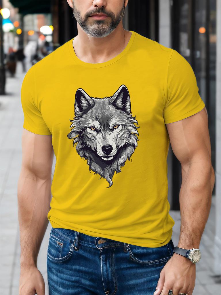 Wild Grey Wolf Head Unisexs Crew Neck T Shirt Cool Wildlife Graphic Short Sleeve Tee Animal Lover Casual Male Summer Street Tops