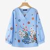 ZANZEA Women Casual V-Neck 3/4 Sleeve Loose Floral Print Blouse