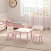 Children's Room Furniture Set with Table and 2 Chairs for Children Ages 3-8 with Star Pattern, Pink