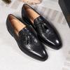 Loafer Leather Shoes Cowhide Men'S Fringed Retro One-Pedal Business Casual Leather Shoes Men'S Handmade Wedding Banquet Shoes