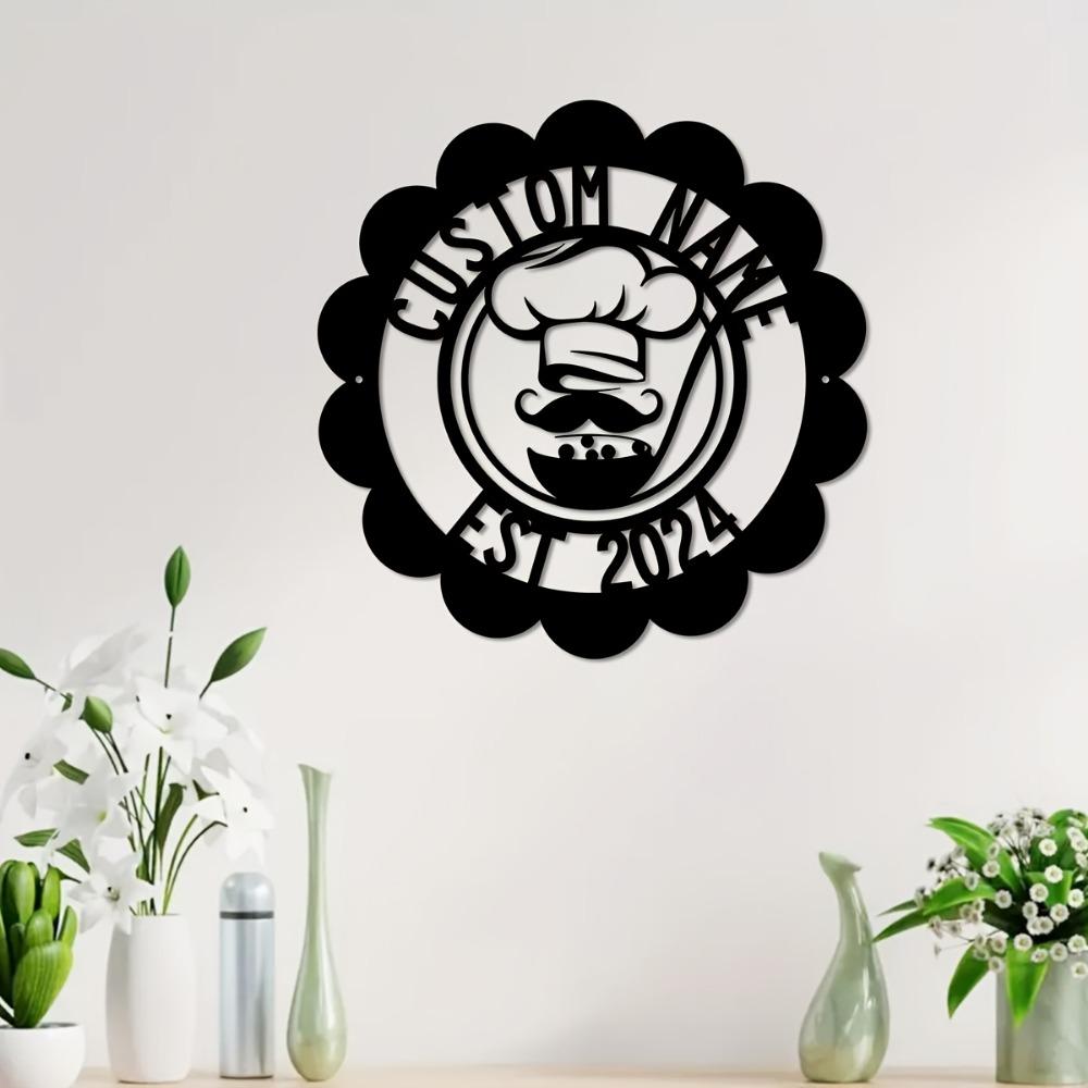 Personalized Chef Metal Wall Art Family Name Sign Home Decor Indoor Outdoor Living Room Gift Sculpture
