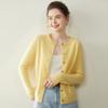Women's Round Neck Cashmere Cardigan – Soft & Simple, Solid Color, Loose Fit, Fashionable Knit Sweater for Autumn/Winter.