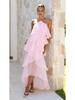 2026 Elegant Off-the-Shoulder Chiffon Fairy Print Evening Gown