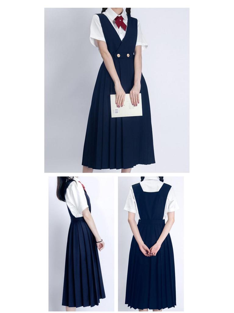 Japanisches JK Uniform Kleid Set: Authentischer langer Brustschutzrock für junge Damen von Hu Mu Tao