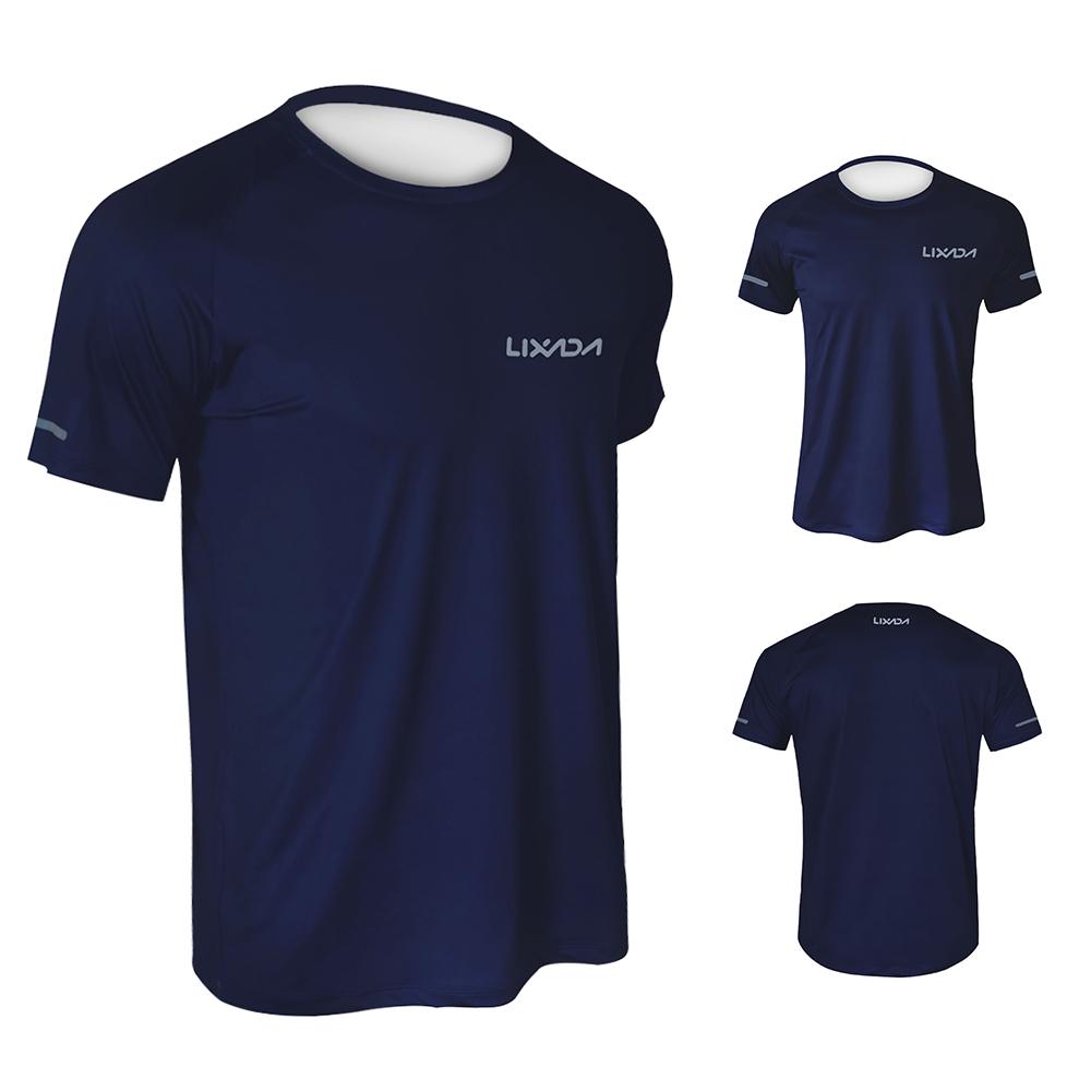 Lixada Men Secagem Rápida Manga Curta Camiseta Respirável Corrida Ciclismo Corrida Esportes Fitness