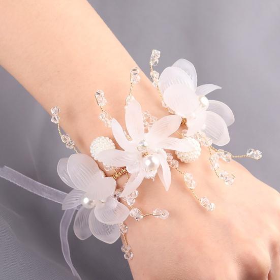 Wrist Corsage Elegant Comfortable Touch Anti-Wear Bride Bridesmaid Wrist Corsage Flower Bracelet for Wedding Engagement