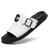 Fashion Men Outwear Genuine Leather Slippers for Men Fashion Buckle Designer Summer Flip-flops Male Casual Non-slip Beach Shoes Man