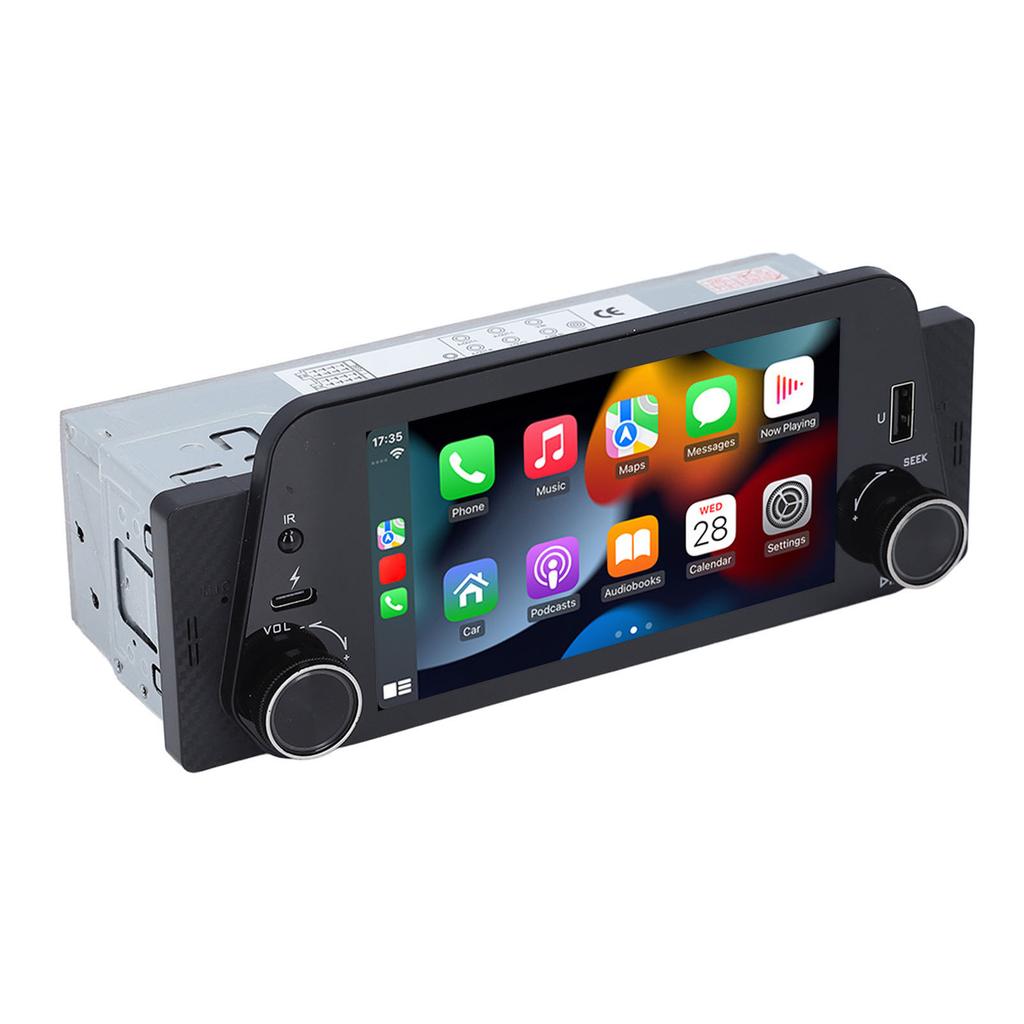 Single Din Car Stereo 5in Touch Screen for Carplay Wired Mirror Link Navigation BT5.0 with 12LED