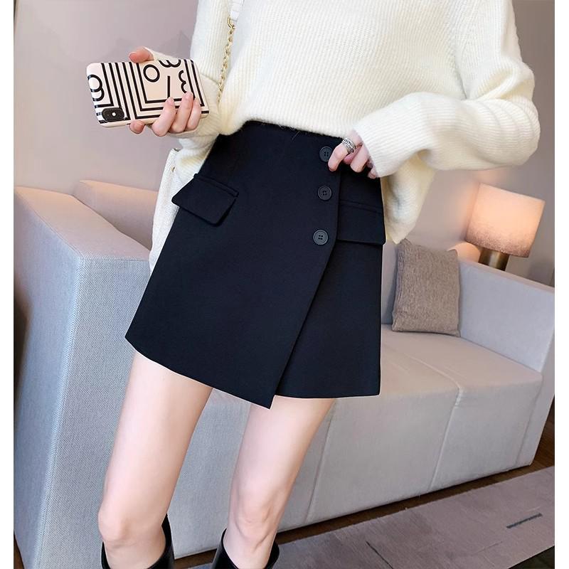 

High Waist A-line Culottes with Button Details - Spring 2025 Women s Fashion 2XL