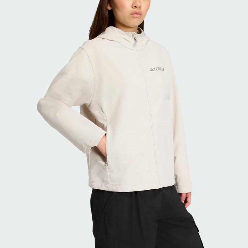 adidas TERREX Women's Outdoor Windproof Softshell Hooded Jacket Light Beige JV6235