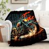 1pc Motorcycle,Flame,Artwork Digital Print Flannel Blanket - Contemporary Style, Suitable for All Seasons, Perfect for Home, Travel, or Camp