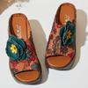 Fashion GKTINOO 2025 Retro Slippers Genuine Leather Shoes Handmade Slides Flip Flop On The Platform Clogs For Women Flower Woman Slipper