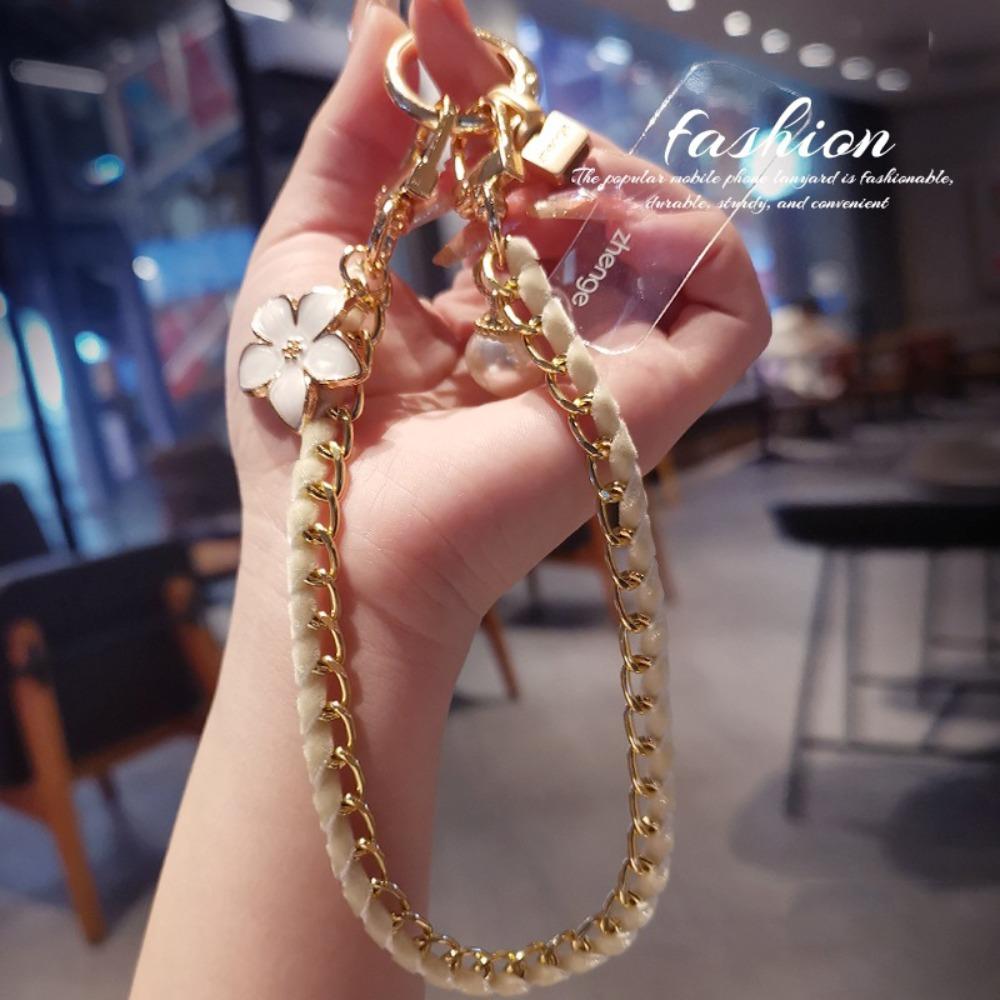 Pearl Cell Phone Chain Flower Pendant Mobile Phone Lanyard Mobile Phone Strap  New Year Gift