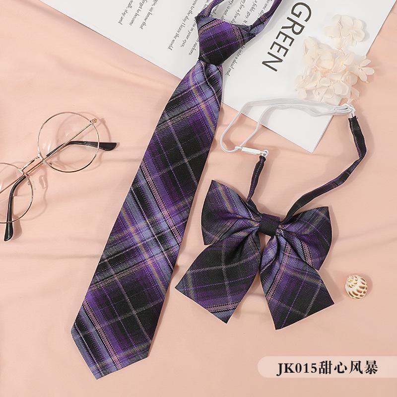 Japanese Korean Version Striped Jkdk College Style Red Cyan Gray Blue Shirt Men'S And Women'S Accessories Free Tie Tie Set