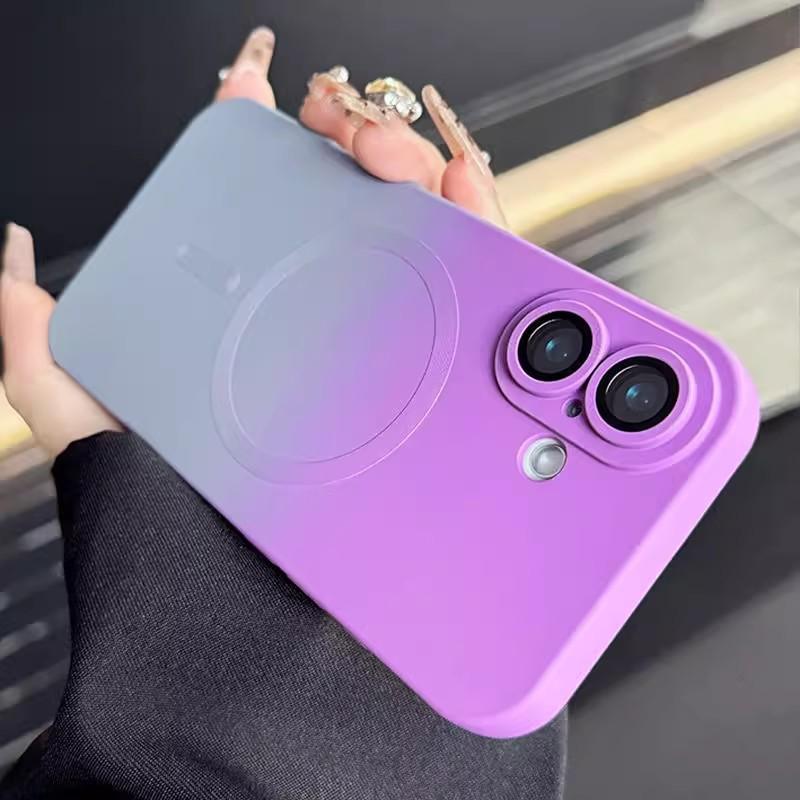 Gradual change magnetic attraction is suitable for iPhone16E skin-feeling liquid silicone mobile phone case Apple 15 ultra-thin all-inclusive tpu 14