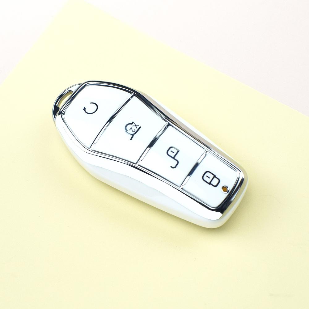 Silver Edge Auto Shell Key Protector Fob Interior Accessories for BYD Tang DM Song Qin Han EV 2018-2022 Soft Car TPU Car Key Case Cover