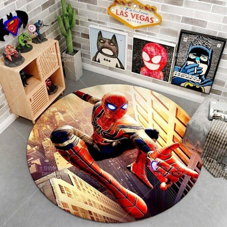 

Carpet Spiderman Iron Man Captain America Floor Mat Marvel Round Bedroo Avengers 80cm
