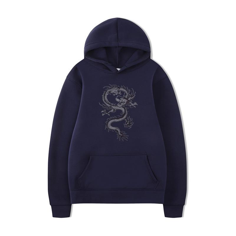 Autumn and Winter Dragon Print Men's Hoodie Vintage Unisex Pullover Men Vintage Graphic Hoody Tops Oversize Streetwear Clothing